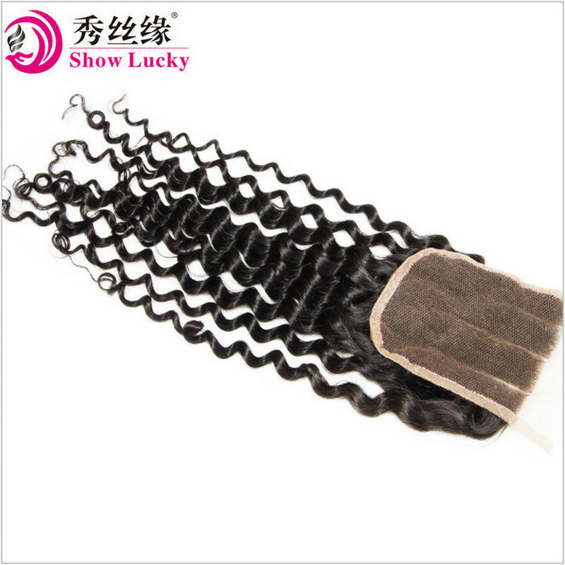 4*4 deep wave curly close real hair lace accessories hair block manufacturers wholesale on behalf of hair