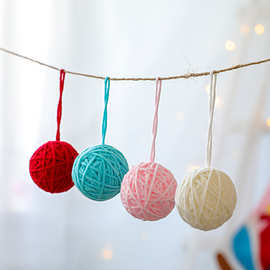 5cm绕线球毛线球圣诞配件 diy手制作装饰圣诞树挂件花束玩偶配件