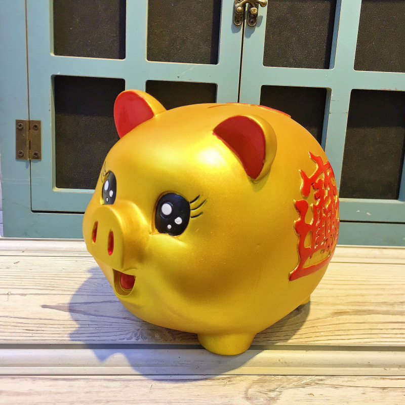 Gran cerdo de oro Piggy Bank Año de cerdo creativo de dibujos animados cerdo Piggy Bank caja de monedas resistente a la caída para niños adultos regalo