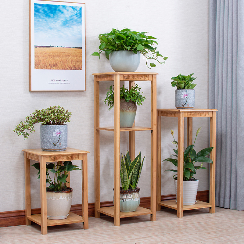 Estilo chino de bambú soporte de la flor de múltiples capas de combinación de interior TV gabinete lateral simple mesa de flores bonsai rack estante de almacenamiento rack tanque de peces
