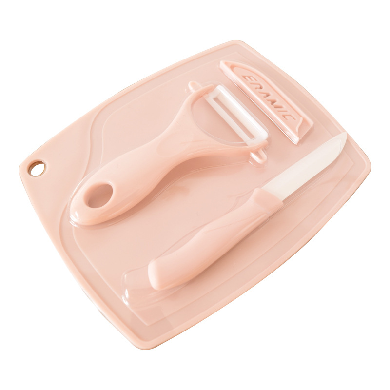 Cuchillo cuchillo de cocina de cerámica de tres piezas suministros al aire libre cuchillo de cerámica conjunto multi-funcional tabla de corte