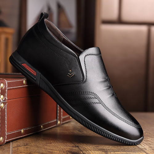 2024 casual leather shoes for young men, new style inner heightening fashion casual shoes, business lace-up plus velvet cotton leather shoes