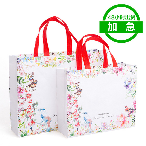 Color-printed non-woven bag with logo, coated shopping non-woven packaging bag, hot-pressed color non-woven handbag