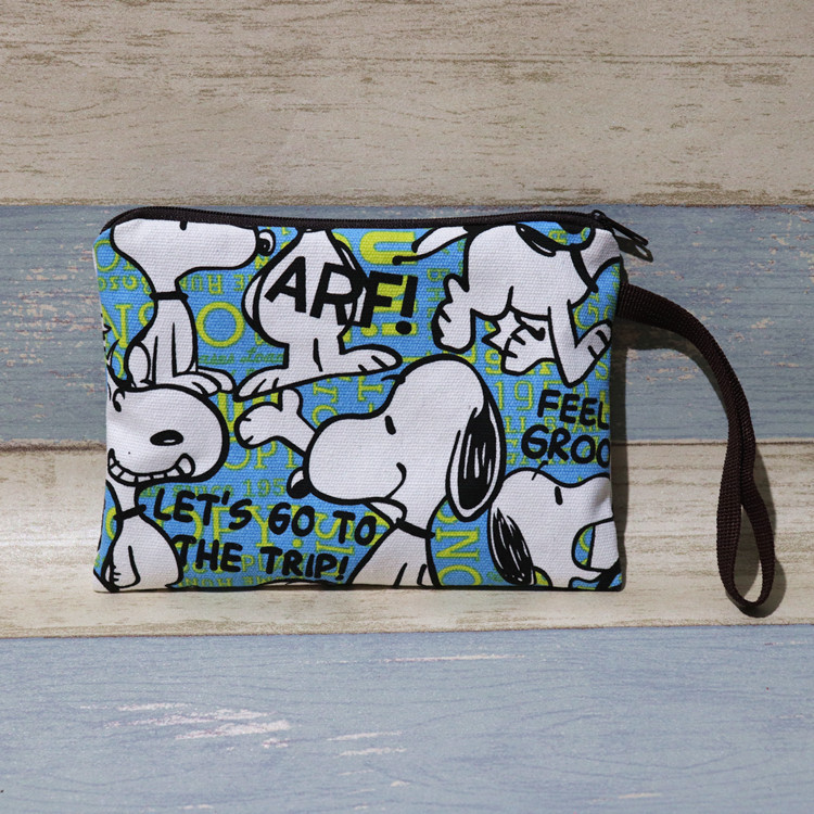 Lona gruesa de dibujos animados Snoopy lindo mano Correa muñeca cremallera teléfono móvil cambio clave bolsa cosméticos lápiz caso