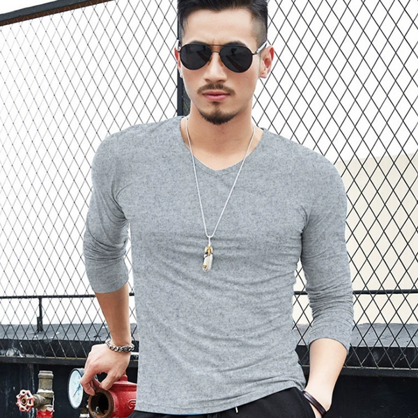 Gray V -neck