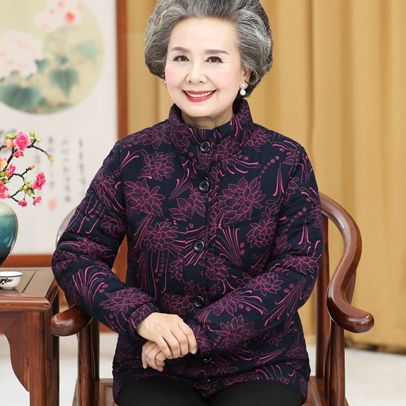 Пальто с хлопковой подкладкой для среднего и пожилого возраста, Женское пальто с чистой хлопковой подкладкой, зимнее пальто больших размеров для матери, свободная зимняя теплая куртка со старой хлопковой подкладкой для бабушки