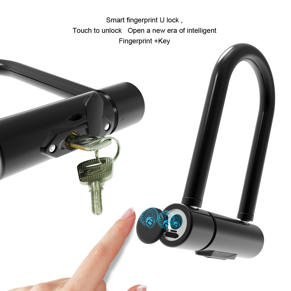 Fingerprint Unlocking U-shaped Lock Bicycle Lock Motorcycle Electric Vehicle Anti-theft Charging Smart U-shaped Lock Glass Door Lock
