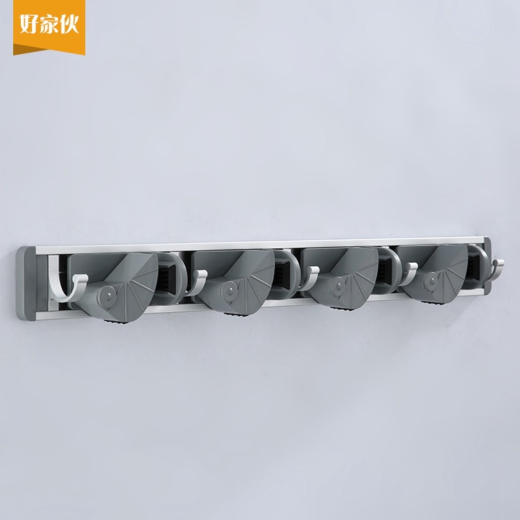 Rack mejorado espacio aluminio fregona rack escoba rack de almacenamiento rack fregona clip de cocina gancho de almacenamiento