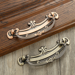 仿古小拉手抽屜田園中式家具衣櫥鞋櫃古銅實心浮雕吊墜單孔門把手