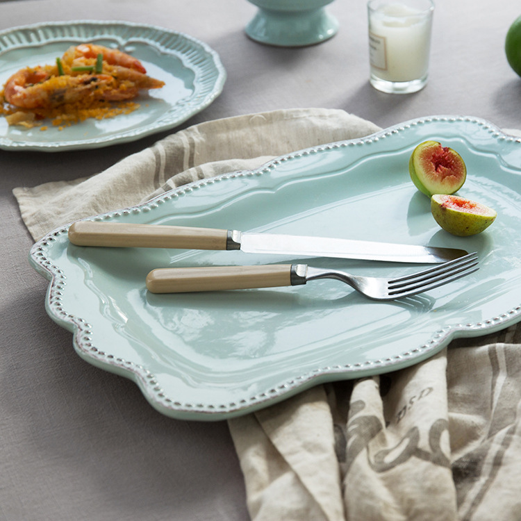 Traje de vajilla de cerámica de estilo europeo retro creativo hotel de estilo occidental vajilla de cerámica hogar cocina tazón taza