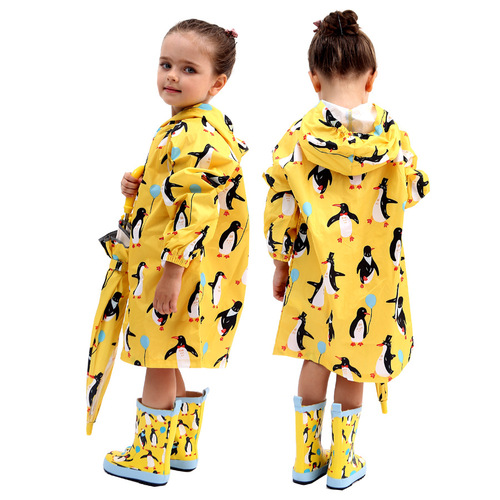 enbihouse source factory cross-border ins magic pocket penguin leopard light poncho children's raincoat