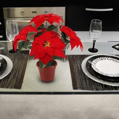 5～7輪のクリスマスブーケ、人工ベルベット製ポインセチア、ハロウィン装飾用造花、人工花、造花