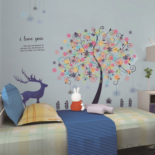 Beautiful and warm wall stickers for bedroom and living room room background decoration removable 3D three-dimensional stickers self-adhesive wallpaper