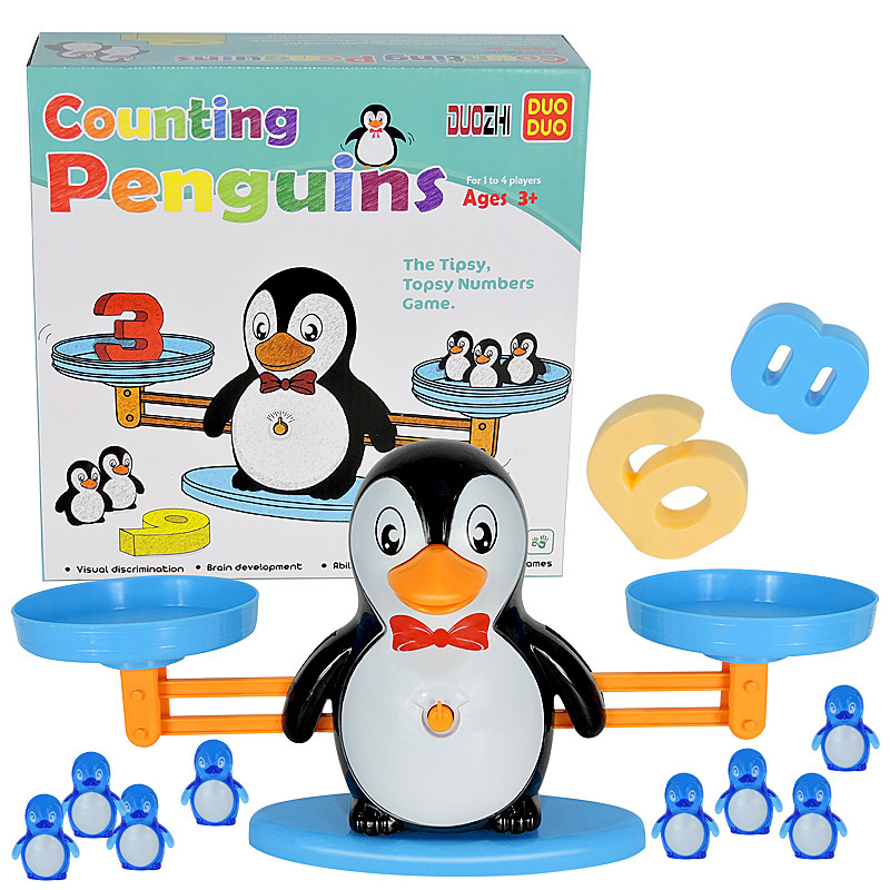 Educación temprana de los niños Qizhi pingüino equilibrio digital ciencia y educación juguete DIY juego de equilibrio digital Comercio exterior versión mejorada