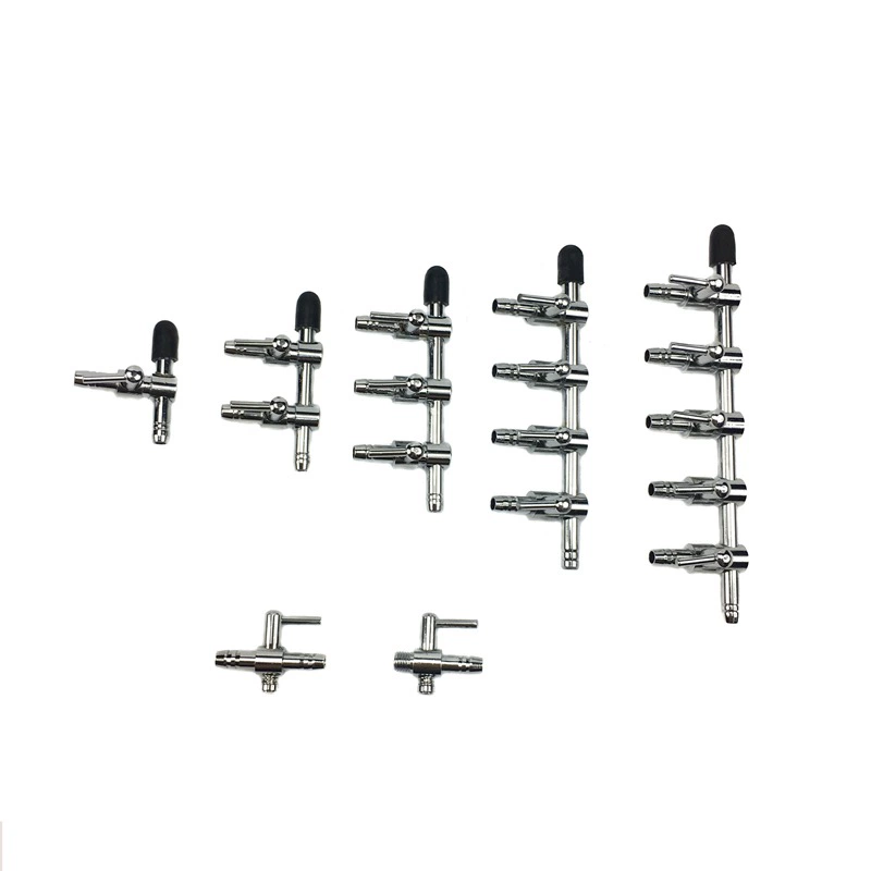 Воздушный шланг для аквариума, распределитель из нержавеющей стали, металлический регулирующий клапан объема воздуха, аквариумный кислородный насос, регулирующий клапан