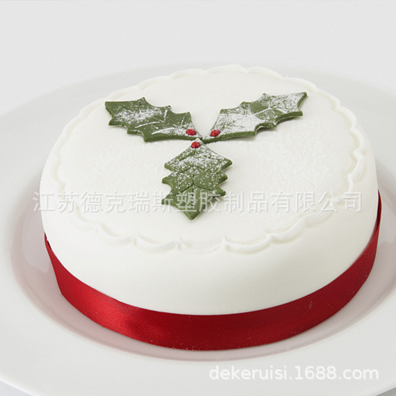 En stock HOJA DE Navidad Holly Leaf primavera molde fondant molde de dibujos animados pan al vapor para hornear DIY cocina de dibujos animados molde de pan al vapor
