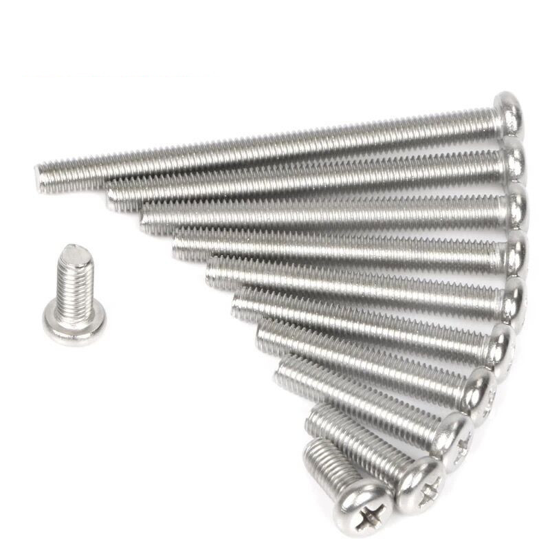 304不锈钢圆头螺丝钉/GB818盘沉头十字机牙螺丝钉M2M2.5加超长*60