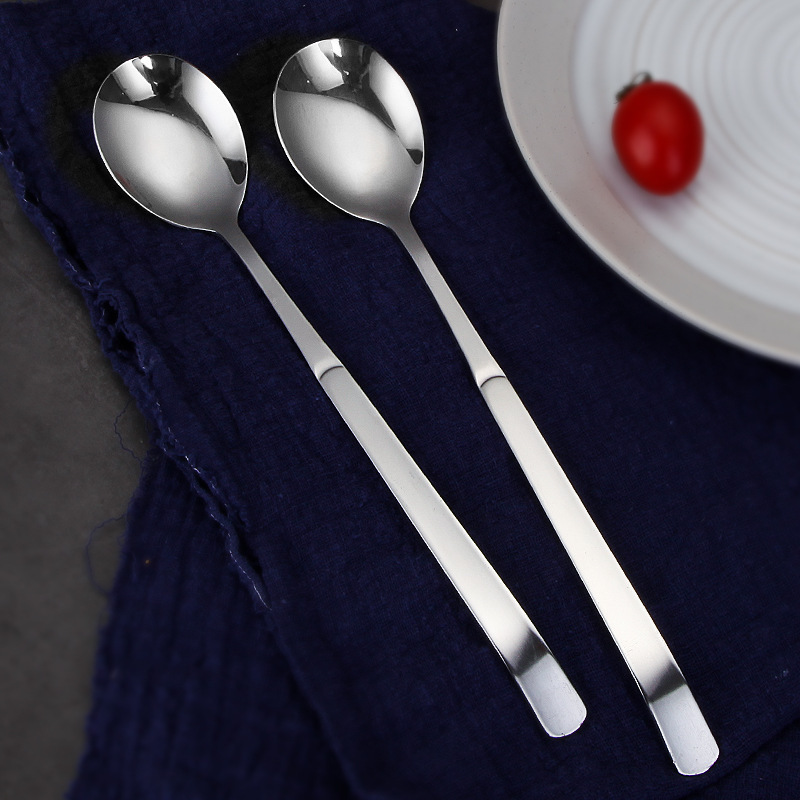 Stainless steel spoon factory direct long handle spoon wholesale Korean style spoon curved handle large spoon creative public spoon shop wine Stainless steel spoon factory direct long handle spoon wholesale Korean style spoon curved handle large spoon creative public spoon shop wine