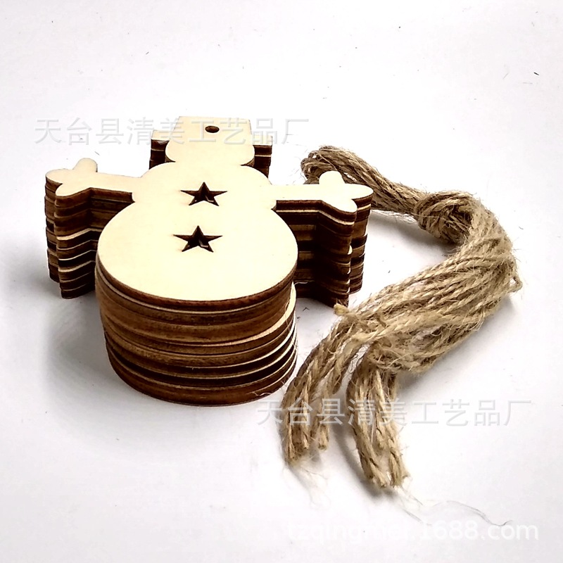 Estrellas navideñas muñeco de nieve suministros de decoración del hogar artesanías de madera piezas de madera talladas creativas accesorios de decoración de árboles de Navidad