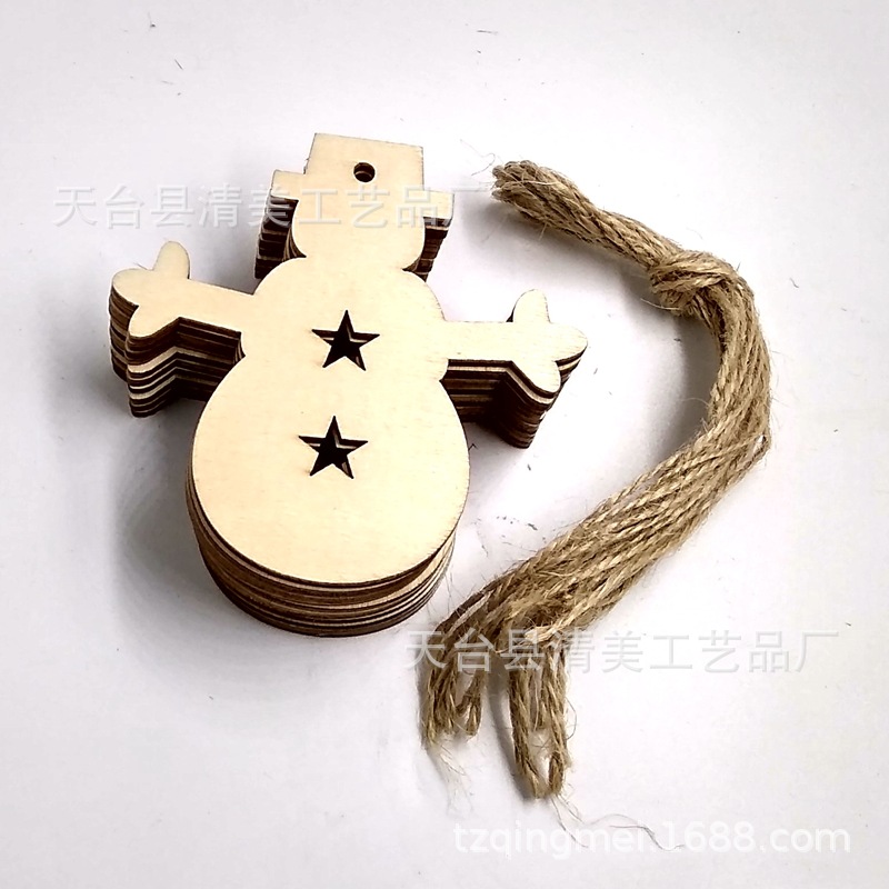Estrellas navideñas muñeco de nieve suministros de decoración del hogar artesanías de madera piezas de madera talladas creativas accesorios de decoración de árboles de Navidad