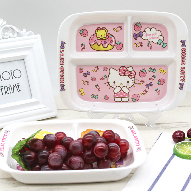 Creative A5 melamine environmental protection tableware tableware baby home cartoon split plate melamine Mickey three plate plate