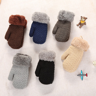 Детские двухэтажные трикотажные перчатки, флисовый зимний уличный удерживающий тепло шнурок-держатель подходит для мужчин и женщин для девочек, 1-4 лет