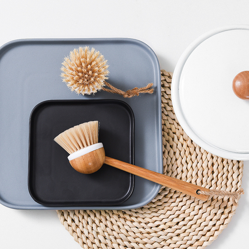 Cocina bambú lavado olla cepillo fregadero del hogar estufa mango largo cepillo de limpieza antiadherente aceite suave plato de pelo cepillo antiadherente pan