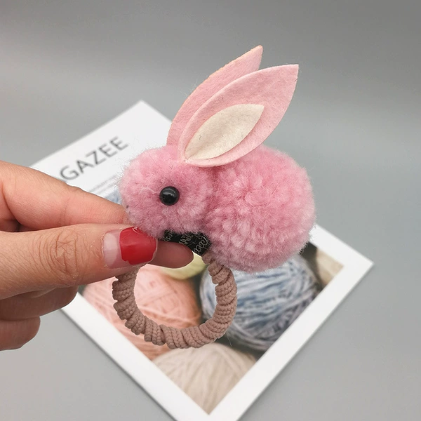 Rabbit hair circle-pink