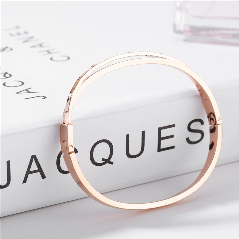 Золотистая женская bracelet из нержавеющей стали, ювелирное изделие, аксессуар, розовое золото, оптовая продажа