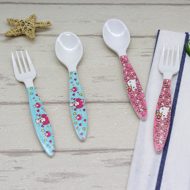 New cute creative children's spoon kitchen department store cartoon tableware melamine resin fork imitation porcelain tableware wholesale