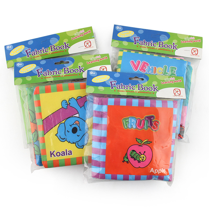 Bebé libro de tela tridimensional educación temprana educación Comercio exterior libro de tela grande con papel de timbre juguetes infantiles cuatro bolsas exportación