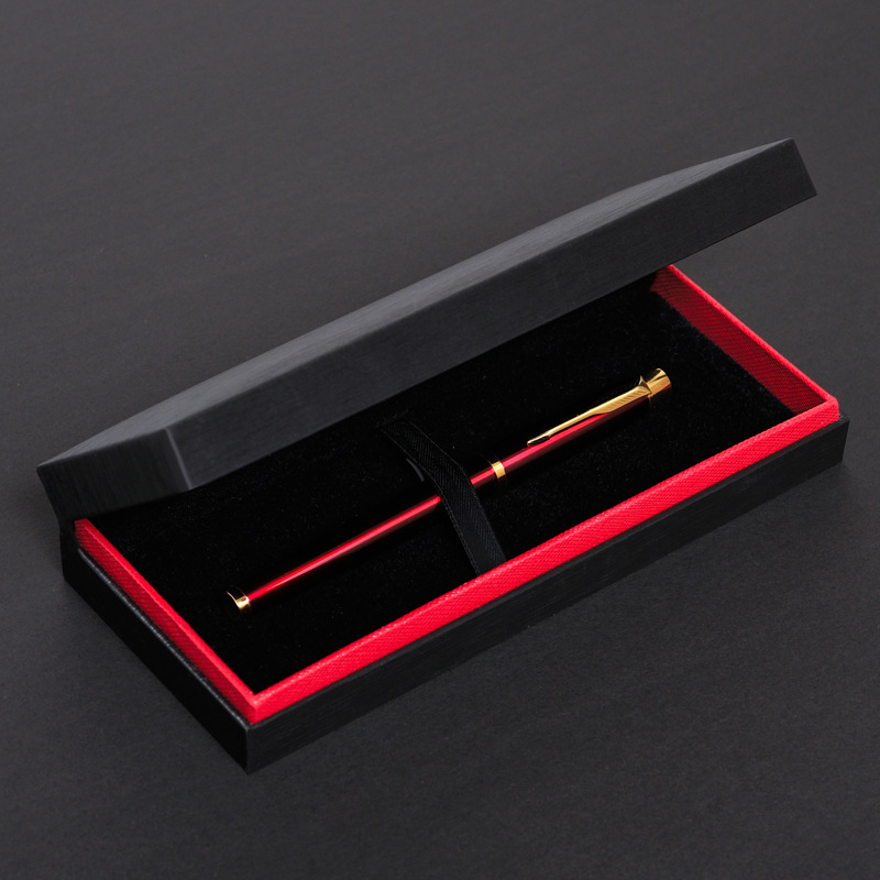 顺诺高档黑色商务礼品钢笔盒特种纸包边塑胶盒礼品笔包装盒印logo