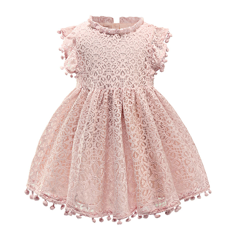 2024 New Summer Girls Lace Dress Thin Foreign Trade European and American Children's Doll Collar Children's Dress Dropshipping