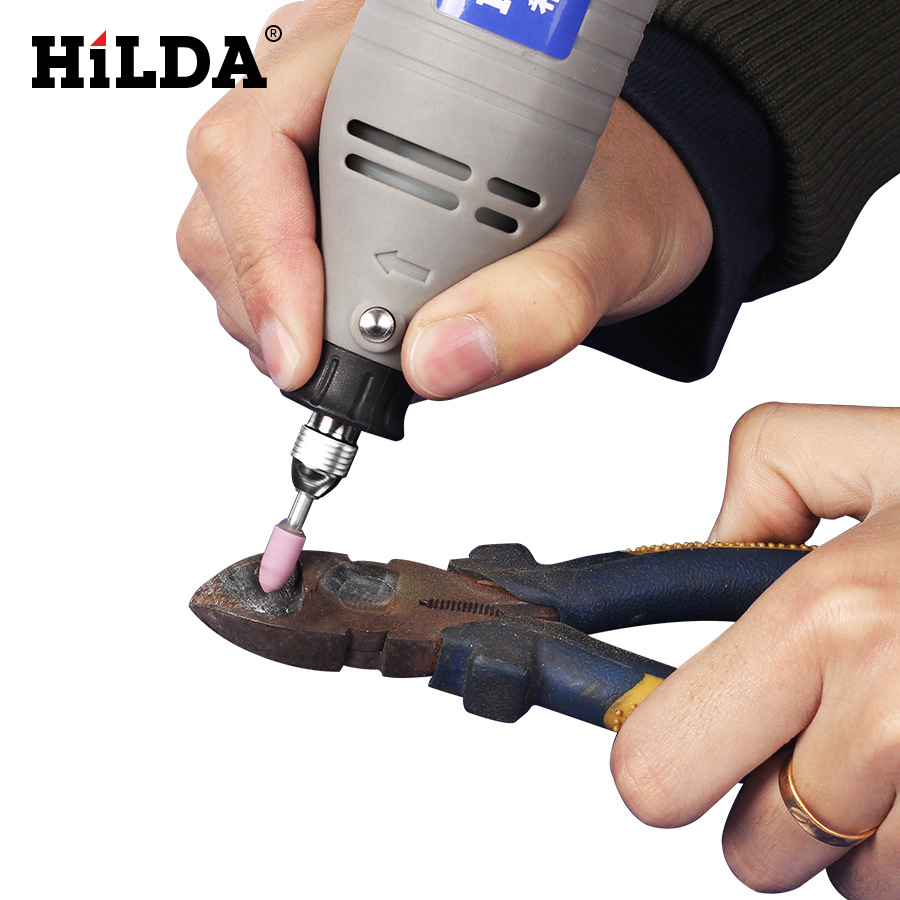 Hilda rojo corindón muela rectificadora cabeza de molienda herramienta de molienda de metal pulido pequeño cabezal de molienda 3mm mango cabeza de molienda eléctrica cabeza de molienda de piedra cabeza