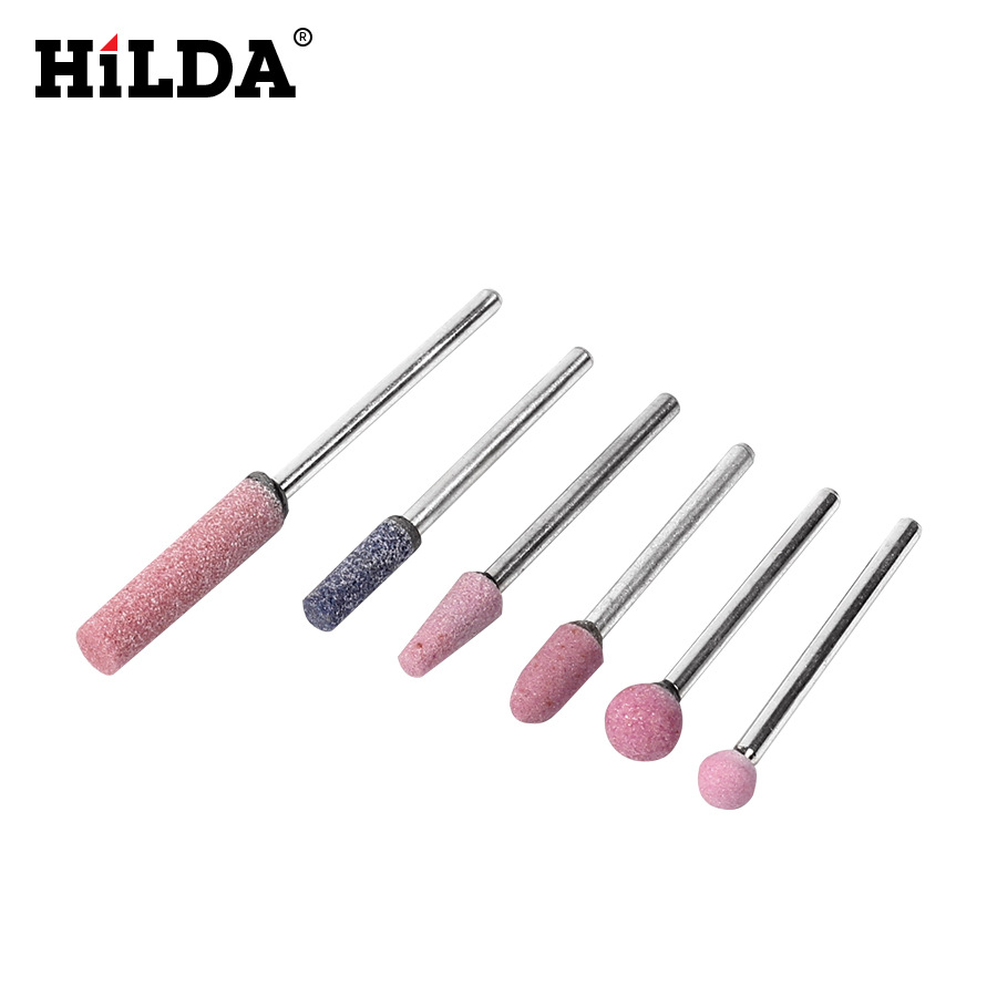 Hilda rojo corindón muela rectificadora cabeza de molienda herramienta de molienda de metal pulido pequeño cabezal de molienda 3mm mango cabeza de molienda eléctrica cabeza de molienda de piedra cabeza