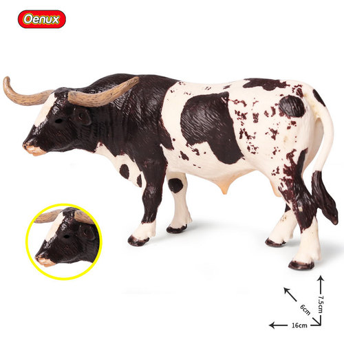 Solid simulation wild animal cattle model Texas Longhorn cattle ranch cow children's toy ornaments