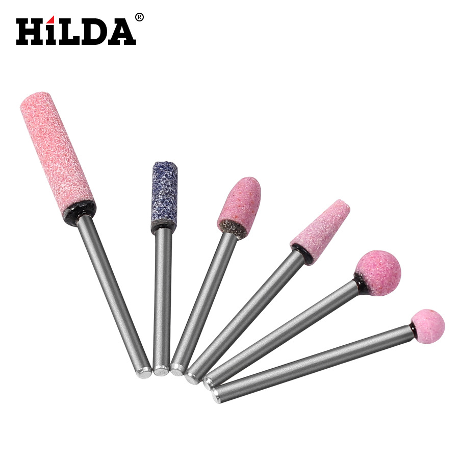 Hilda rojo corindón muela rectificadora cabeza de molienda herramienta de molienda de metal pulido pequeño cabezal de molienda 3mm mango cabeza de molienda eléctrica cabeza de molienda de piedra cabeza