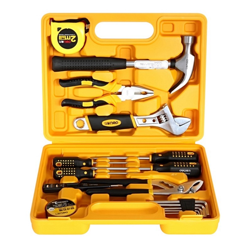 得力3701多用途组合工具箱16件套工 具组合套装 维修五金工具套装