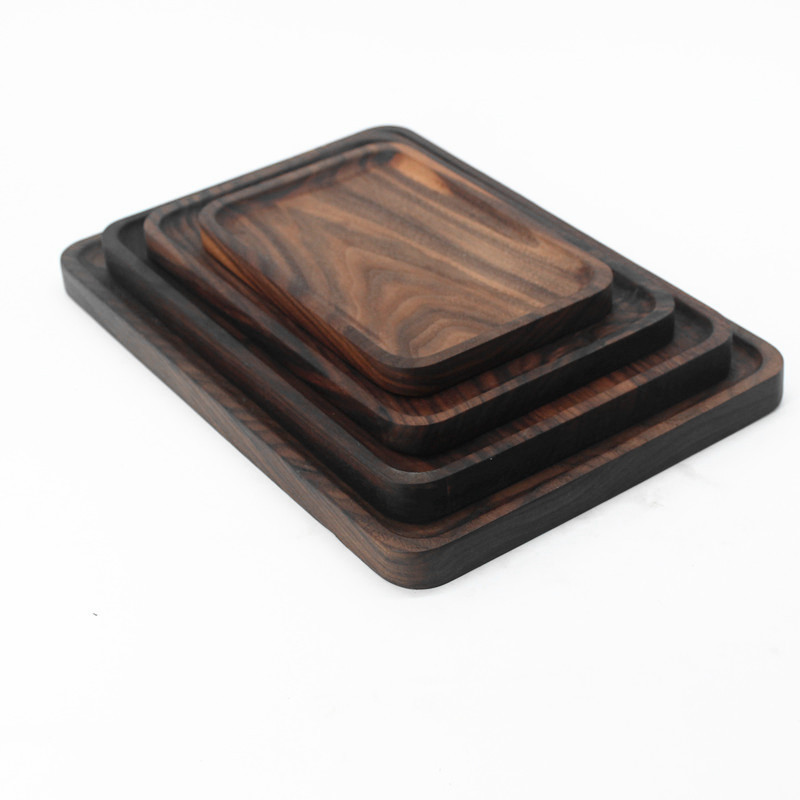 bandeja de madera bandeja de pizza rectangular bandeja de frutas de madera sólida bandeja de té de nuez negra bandeja de pastel logotipo libre