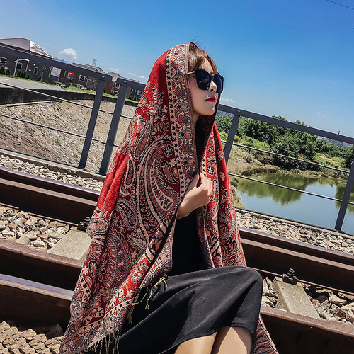 Spring and Autumn Four Seasons Ethnic Style Shoulder Shawl Lijiang Tourism Scarf Women Sun Protection Scarf Tibet Desert Warm Mantle