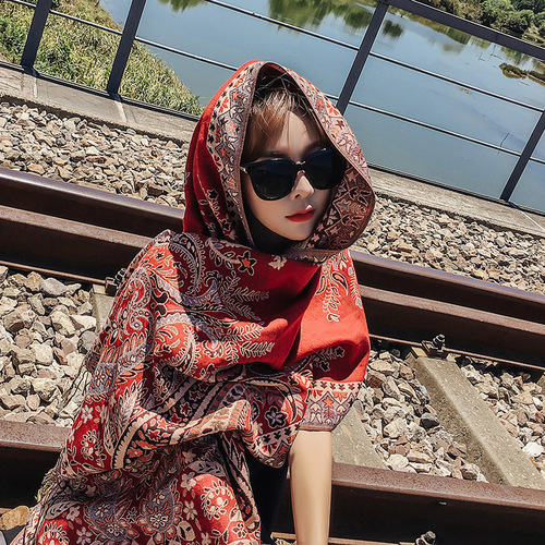 Spring and Autumn Four Seasons Ethnic Style Shoulder Shawl Lijiang Tourism Scarf Women Sun Protection Scarf Tibet Desert Warm Mantle
