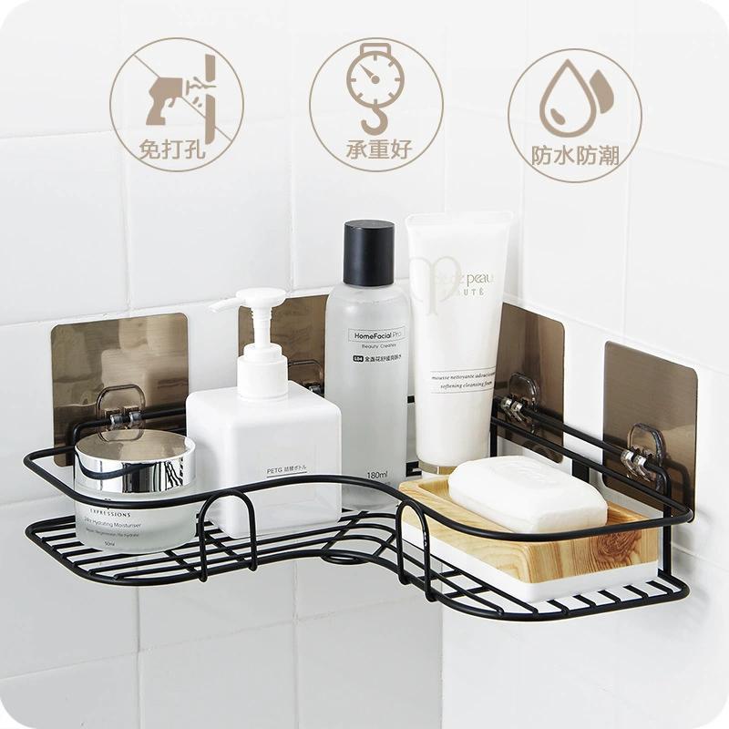 T Iron Bathroom Set the Kitchen Bathroom single -layer can superimposed the storage rack triangle corner corner self -adhesion