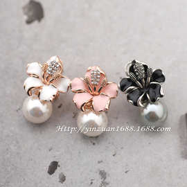 Viennois威妮华 漂亮花朵韩版仿珍珠耳环 优雅清新 直销T100340E
