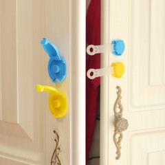 Safety supplies come in yellow and blue, flexible drawer locks for babies, child safety locks with 2 sides that can be opened short locks