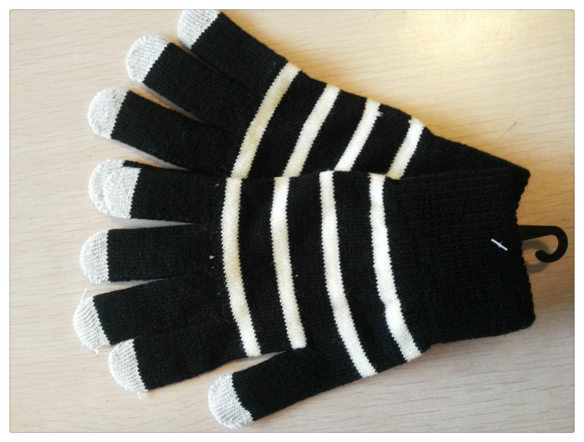 Shun Zun que hace punto fábrica envío gratuito cinco dedo táctil pantalla del teléfono móvil guantes acrílico doble color rayado pantalla táctil magia guantes