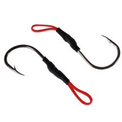 Black Iron Plate Hook with Barbs, Lined with Heavy-Duty Dyneema, 5 Hooks per Pack, Lead Hook for Boat Fishing, Sea Fishing, and Casting Fishing