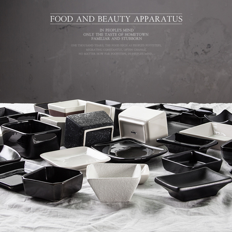 Plato de condimento de cerámica plato de vinagre de mostaza plato de China de hueso