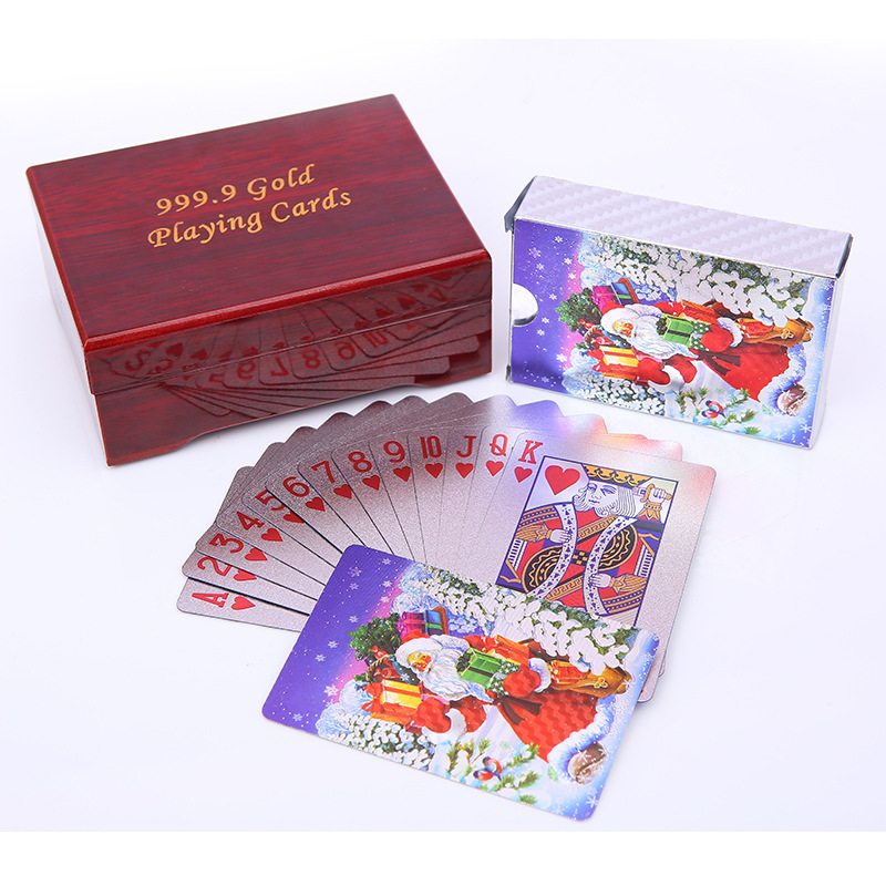 廠家直銷新品聖誕節用品白金防水撲克牌 休閑棋牌玩具聖誕老人款