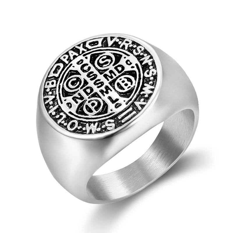 men's Stackable Rings Cross-border New Accessories Retro Personality Hip-hop Punk Style Titanium Ring Letter Men's Stainless Steel Jewelry_voghion.com