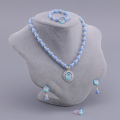 Children's necklace and bracelet set Elsa Princess necklace earrings ear clips rings cute girl accessories accessories gift